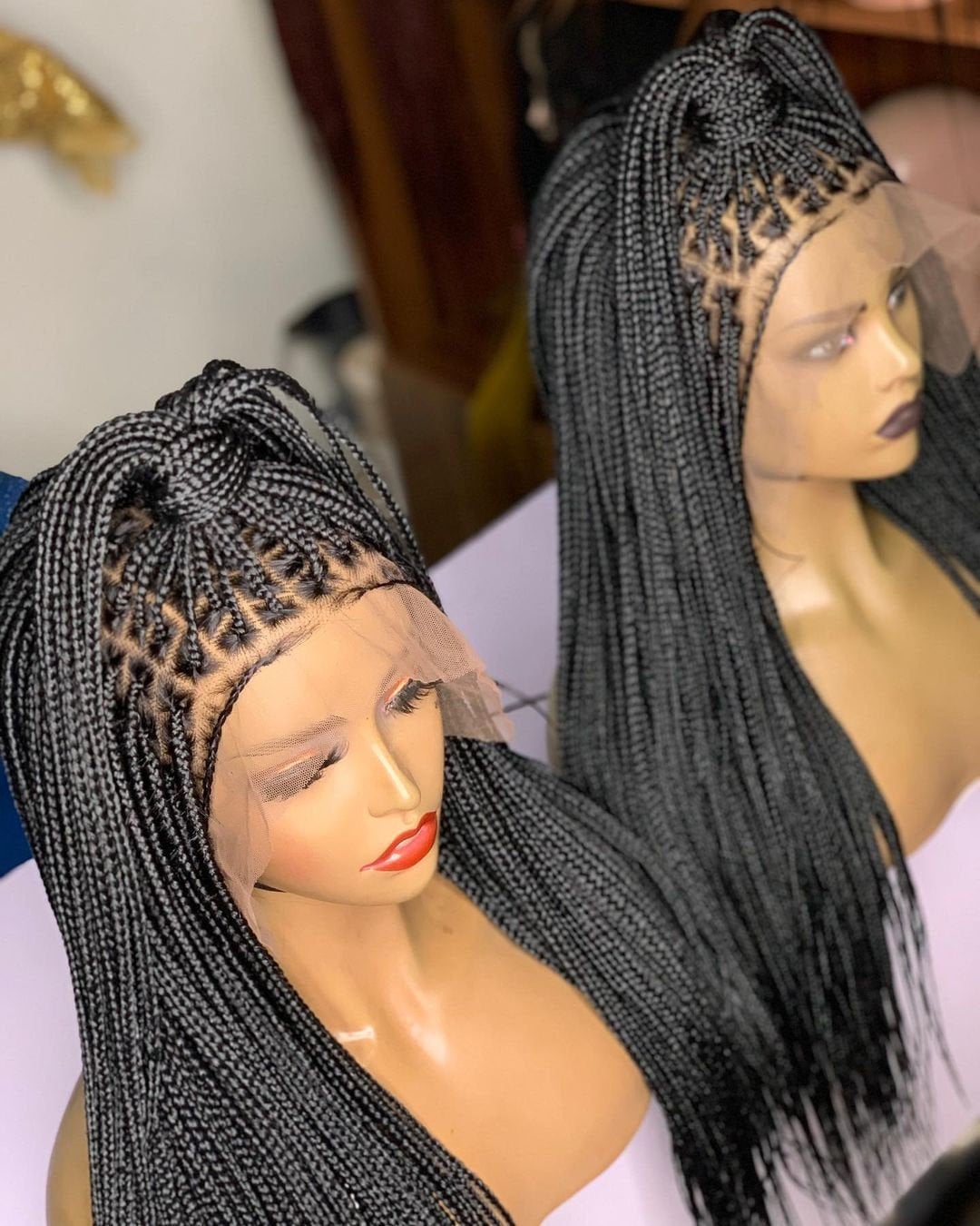 Geflochtene Perücke, Box Braid Perücke Für Schwarze Frauen, Volle Spitzeperücken, Lace Perücken, Knotenlose Geflochtene Spitze von Etsy - BRAIDEDWIGBOUTIQUE1