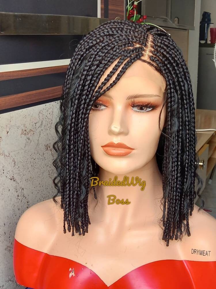 Kurzes Seitenteil Boho Box Braid Perücken Für Schwarze Frauen Cornrows Perücke Cornrow Knotenlose Zöpfe Faux Locs Dreadlocks Lace Geflochtene von Etsy - BRAIDEDWIGBOUTIQUE1