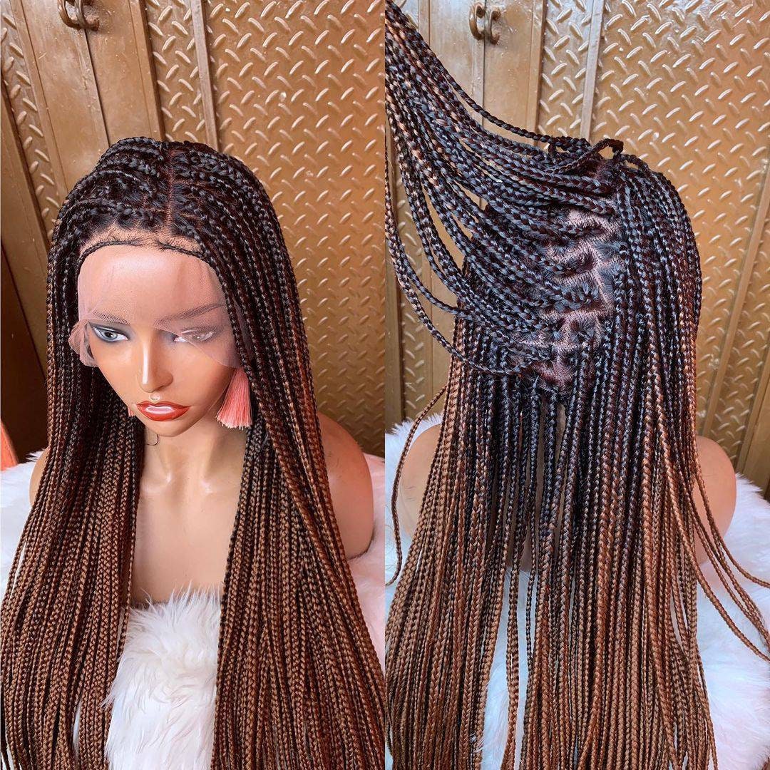 Ombre Knotenlose Zopf Perücke Geflochtene Spitze Perücken Für Schwarze Frauen Mit Babyhaar Box Geflecht Vollspitze Vorne von Etsy - BRAIDEDWIGBOUTIQUE1