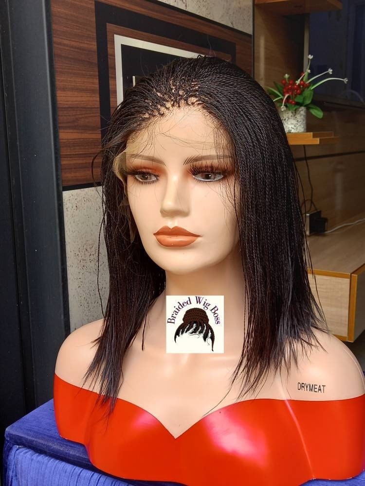 Kurze Spitzenfront Bob Micro Zopfperücke, Handgemachte Geflochtene Perücken Für Schwarze Frauen, Volle Spitze Perücke, Spitzenperücken, Kurze Perücke von Etsy - BRAIDEDWIGBOUTIQUE1