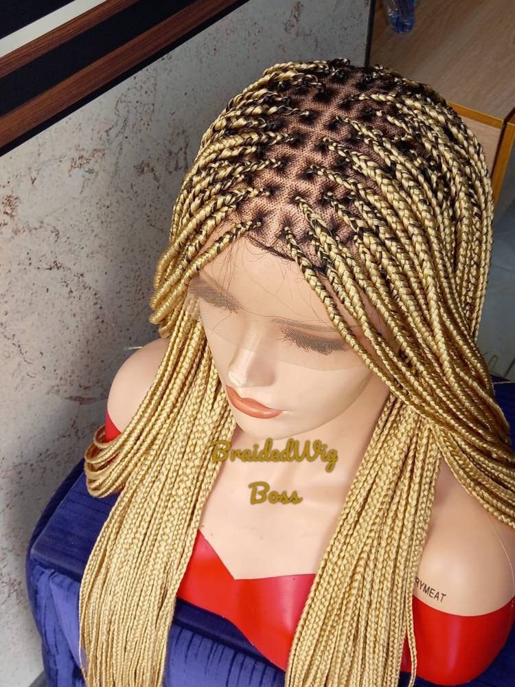 Blonde Geflochtene Vollspitze Perücke Knotenlos Für Schwarze Frauen Lace Front Perücken Zöpfe Box Braid Geflochtene Spitze Vorne von Etsy - BRAIDEDWIGBOUTIQUE