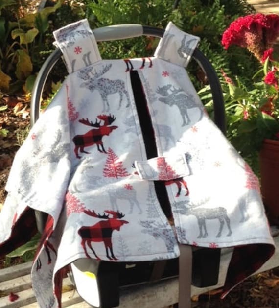 Babyschale Abdeckung in Weichem Flanell Mit Elch, Schnee Und Winter Bäume. Rot Schwarz Kariertem Innenfutter Babyschale Abdeckung in Weichem Flanell Mit Elch, Schnee Und Winter Bäume. Rot Schwarz Kariertem Innenfutter von Etsy - BabesBagsandBubbles