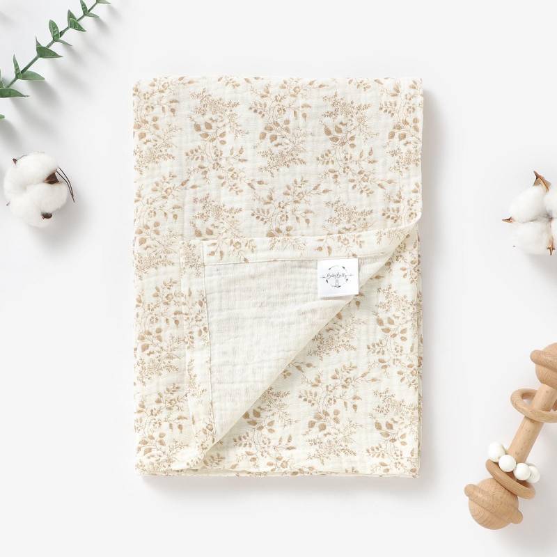 Neutral Floral Super Soft 60x60cm Bio-Baumwolle Unisex Baby Junge Mädchen Musselin Platz Spucktuch Duschgeschenk von Etsy - BabyBellsUK