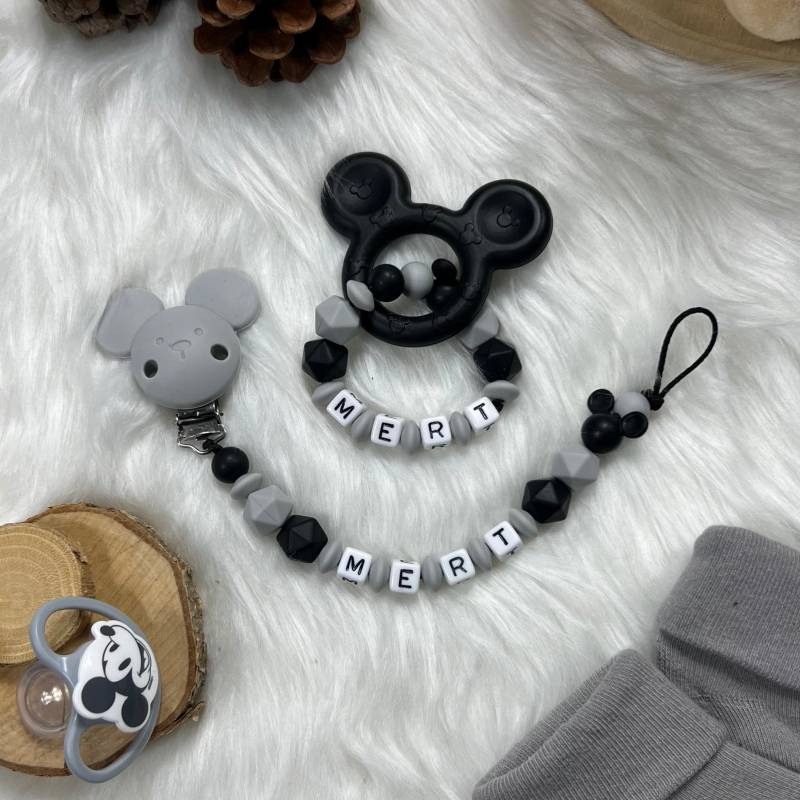 Schnullerkette Mit Namen | Set M | Greifling, Schnullerkette, Design Maus Personalisiert Unikat Handgefertigt Geschenk von Etsy - BabyKettchen