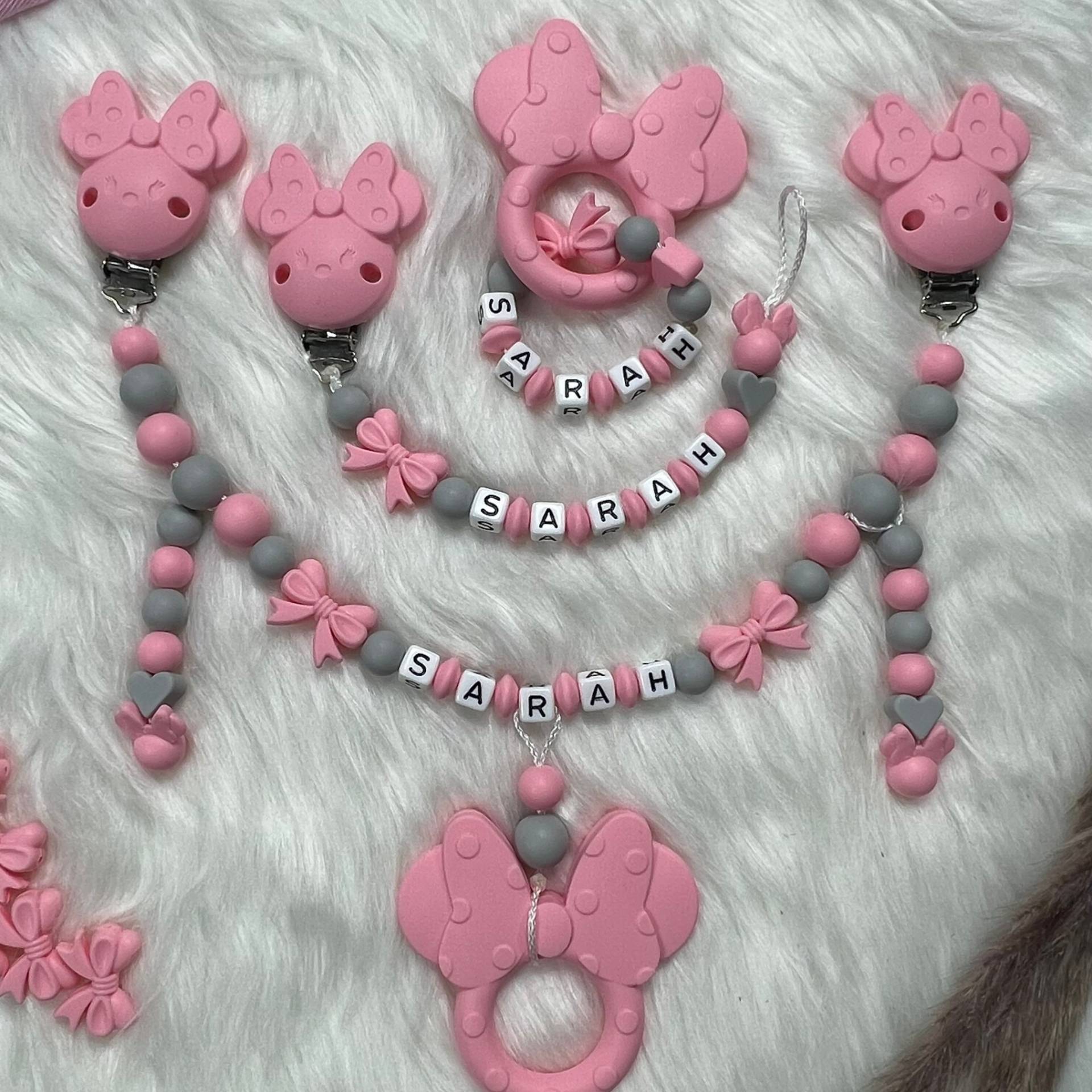 Set L | Greifling, Schnullerkette, Kinderwagenkette, Design Mäuschen | Personalisiert Unikat Handgefertigt Geschenk von Etsy - BabyKettchen