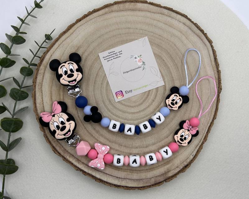 Schnullerkette, Maus, Maus Mit Schleife, Minnie, Mickey, Schnuller Befestigung von Etsy - Babyperlenparadies