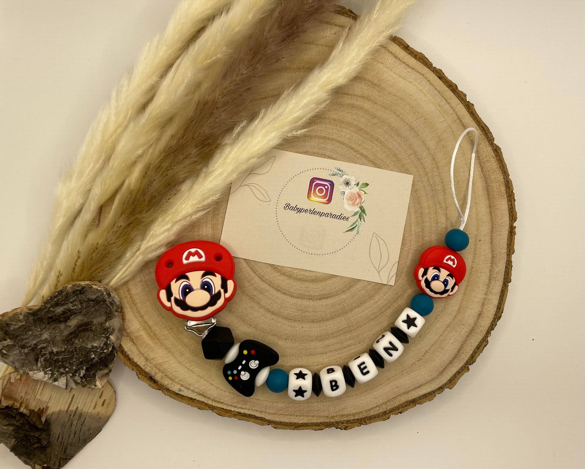 Schnullerkette Mit Wunschname, Mario, Game von Etsy - Babyperlenparadies