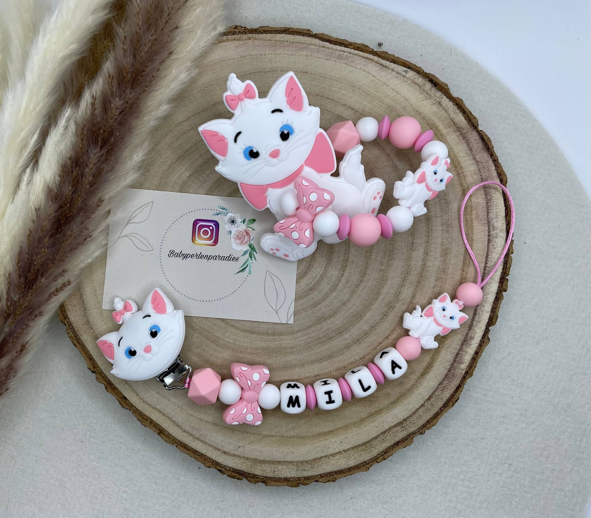 Schnullerketten Set, Katze, Aristocats, Personalisierte Schnullerkette, Greifring von Etsy - Babyperlenparadies