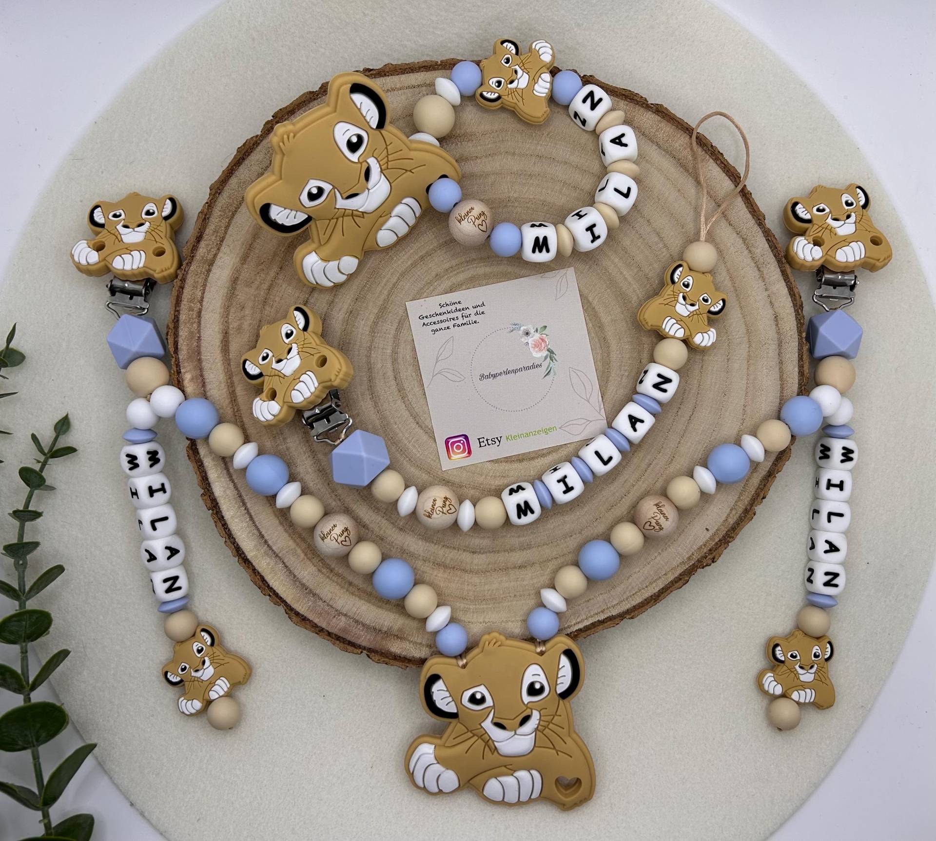 Schnullerketten Set, Löwe, Greifring, Schnullerkette, Kinderwagenkette, Lion King, Personalisiert Für Babys von Etsy - Babyperlenparadies