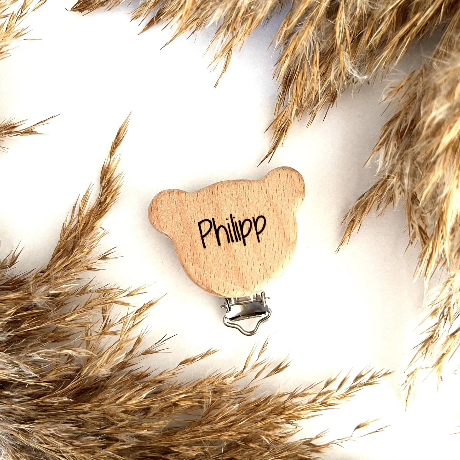 Schnullerketten-Clip Mit Gravur | Bärchen | Schriftzug Holz von Etsy - BahaeDesigns