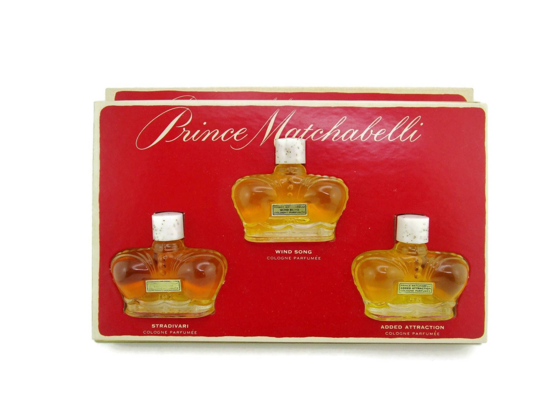 Prinz Matchabelli Krönchen Dreier Köln Set/ Wind Song Added Attraction Stradivari /Netz 5/8 Fl.oz. Jedes - Unbenuste Parfums von Etsy - BajanLizard