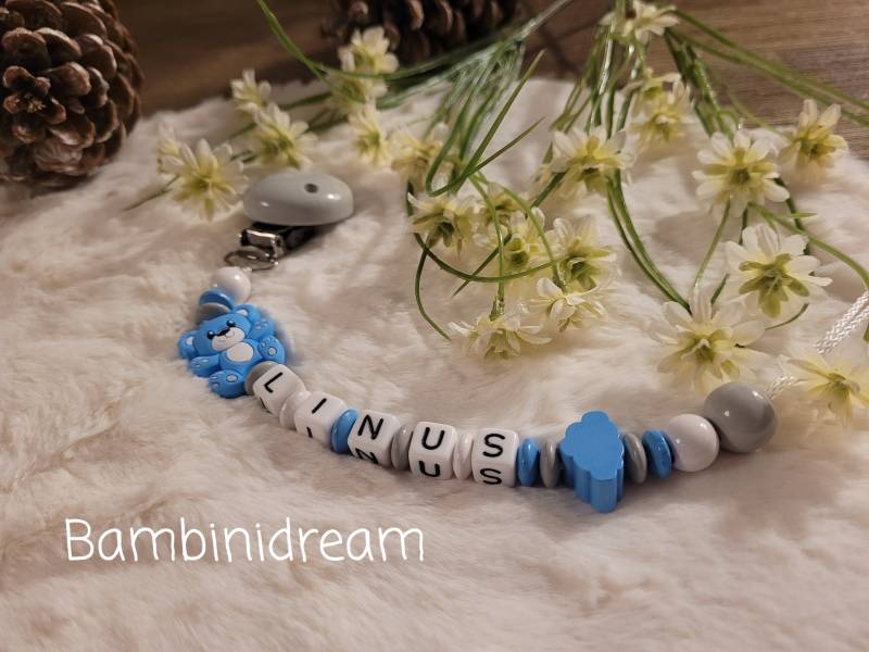 Schnullerkette Personalisiert Bärchen Mit Silikon Motivperle /Geburt Baby/Personalisiertegeschenke/Baby von Etsy - Bambinidream