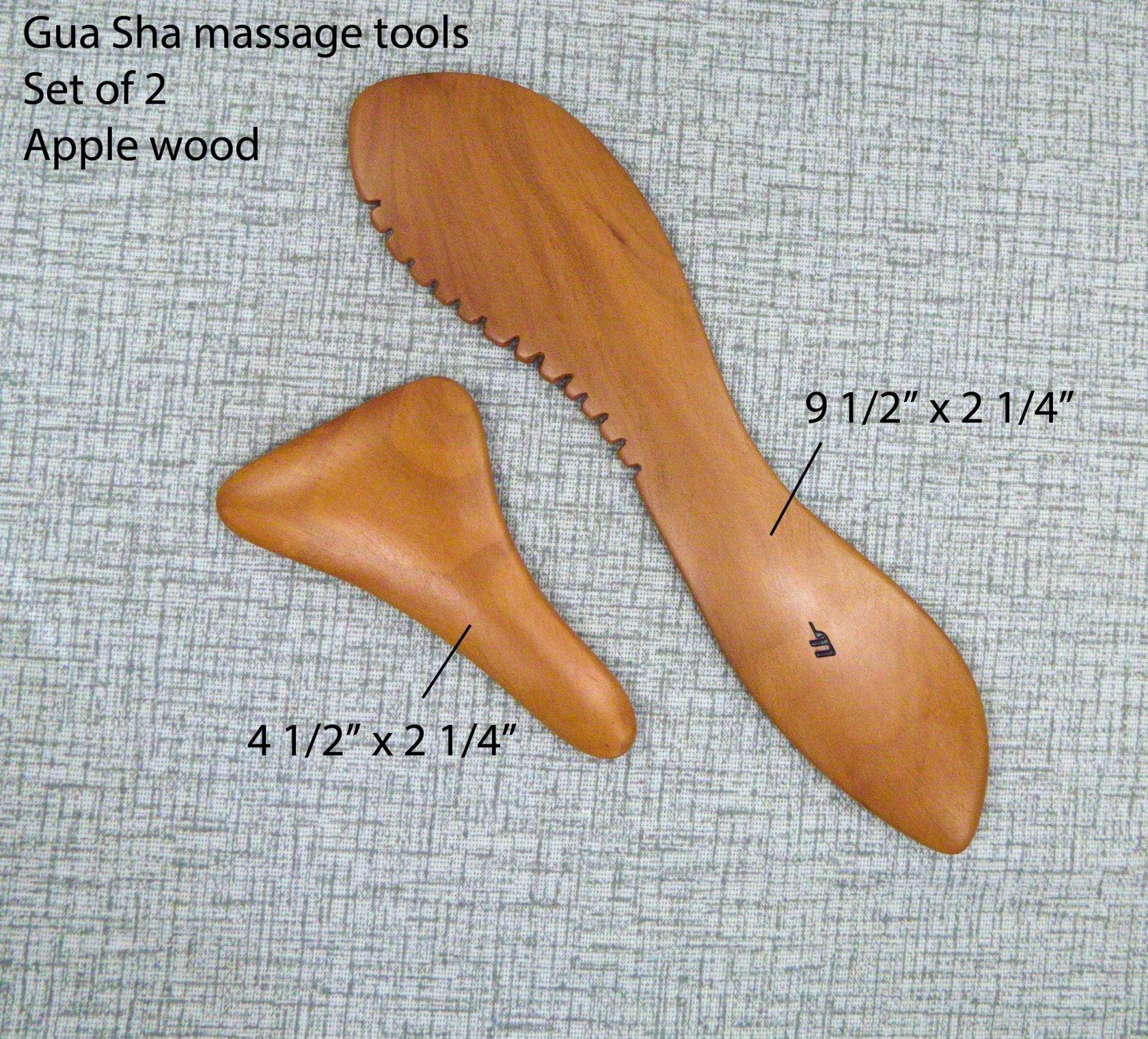 2Er Set Gua Sha Massage Holzwerkzeug, Klein, Mittelgroß Schaber Mit Zähnen, Für Gesicht, Hals, Körper, Hände Und Finger, Oberschenkel Beine von Etsy - BarryWoodShop