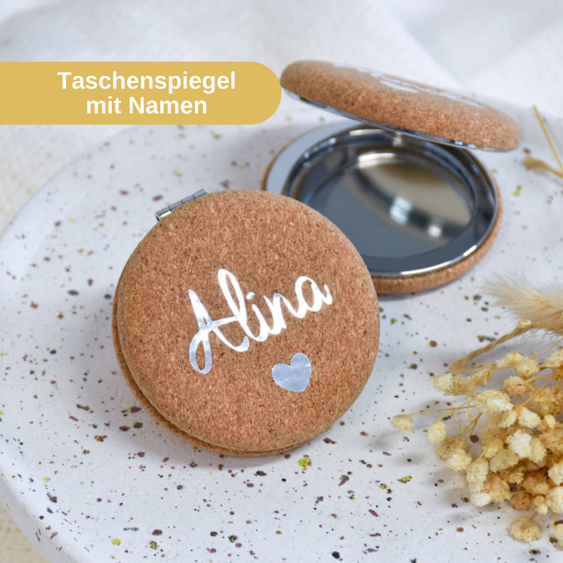 Taschenspiegel Personalisiert Mit Dem Namen | Aus Kork Vergrößerung Geschenk Für Mama Tochter Oder Freundin Geschenkidee Geburtstag von Etsy - BeBonnieShop