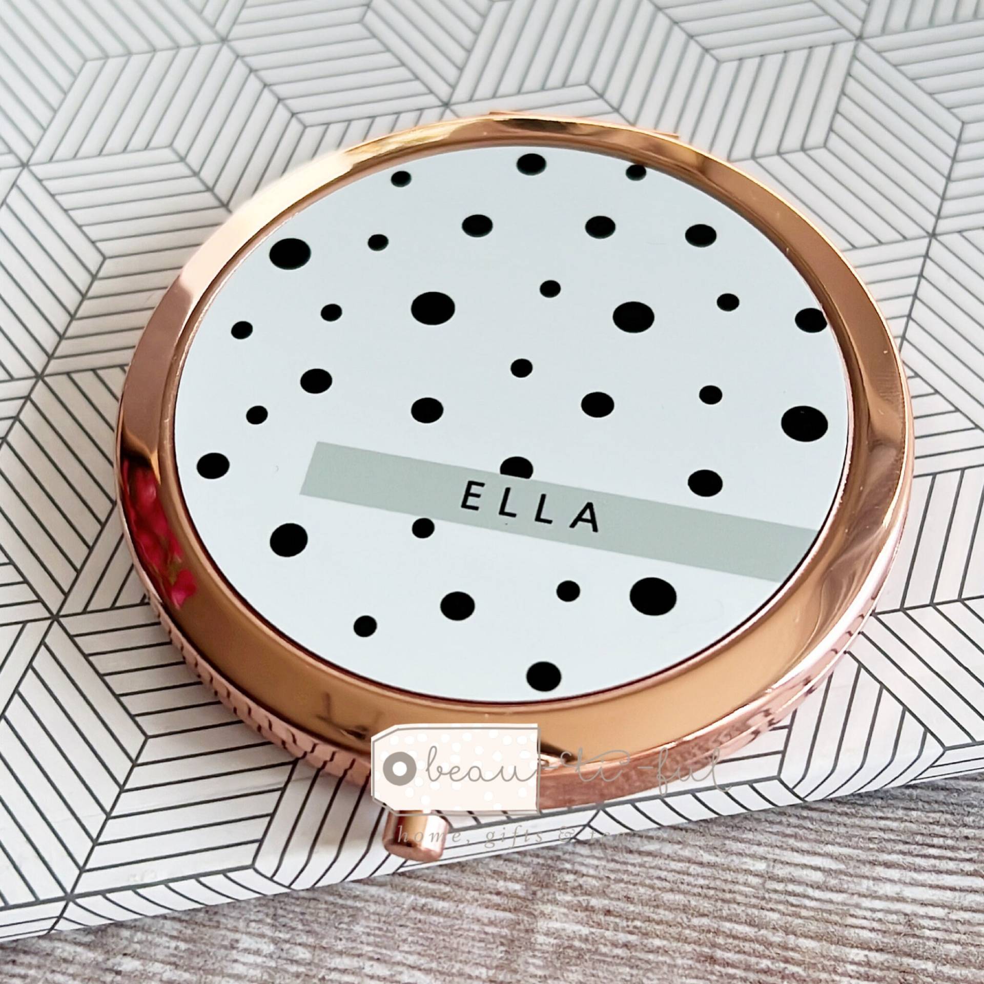 Personalisierte Name Moderne Polka Dot Spot Runde Rose Gold Silber Kompakt Spiegel Hochzeit Brautjungfer Geschenk von Etsy - Beautifulgiftshop