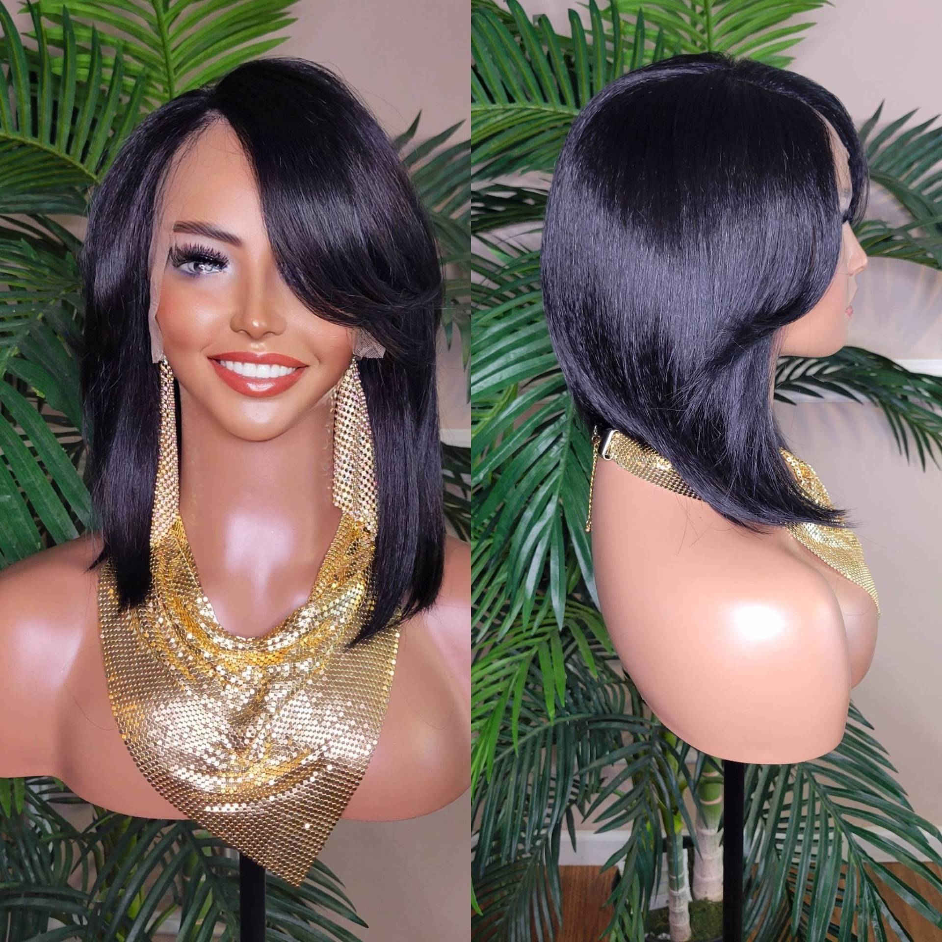 Perücke Bob Cut Swoop Bang Frisur Lace Front Razor Glueless Flexibler Scheitel Space Natürlicher Haaransatz von Etsy - Beautyblessings6