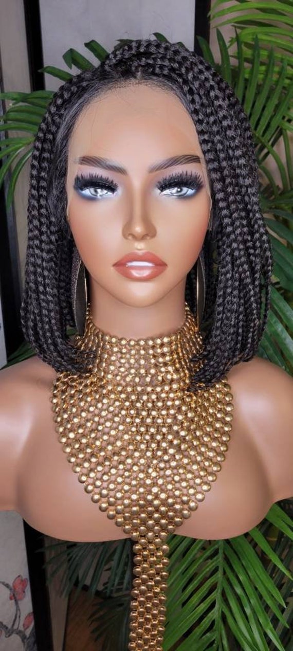 Perücke Kurzer Bob Box Braids Lace Flexible Scheitel Lace-Front-Perücke Kleine Braid Glueless von Etsy - Beautyblessings6