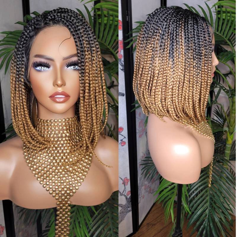 Perücke Ombre Erdbeerblond Braun Bob Box Braids Lace Flexible Scheitel Front Kurze Kleine Braid Glueless von Etsy - Beautyblessings6