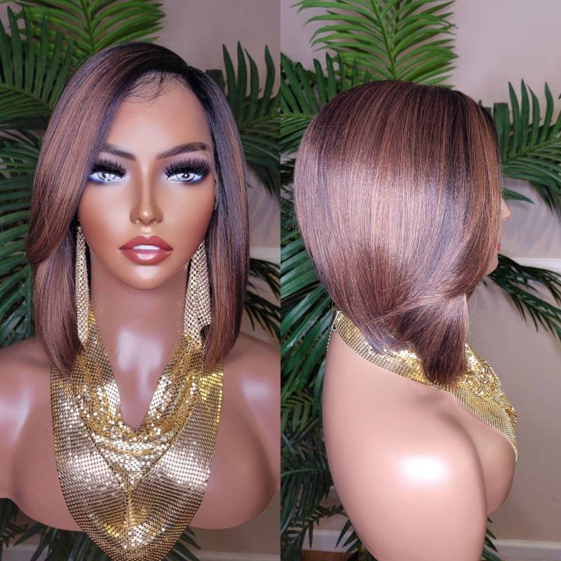 Wig Bob Frisur Short Cut Swoop Bang Glueless Lace Perücke Preplucked Front Layered Style von Etsy - Beautyblessings6