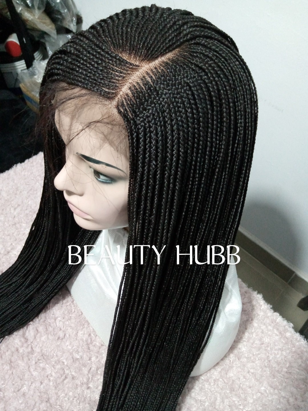 Cornrows Box Braid Perücke Für Schwarze Frauen Geflochtene Perücken, Zöpfe Spitzenperücke, Braids Closure Echthaar-Perücke Spitzenverschluss von Etsy - Beautyhubb