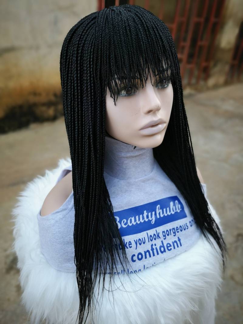 Fransen Mit Pony Box Braid Perücke Für Schwarze Frauen Geflochtene Perücke, Zöpfe, Fringe Zopf von Etsy - Beautyhubb