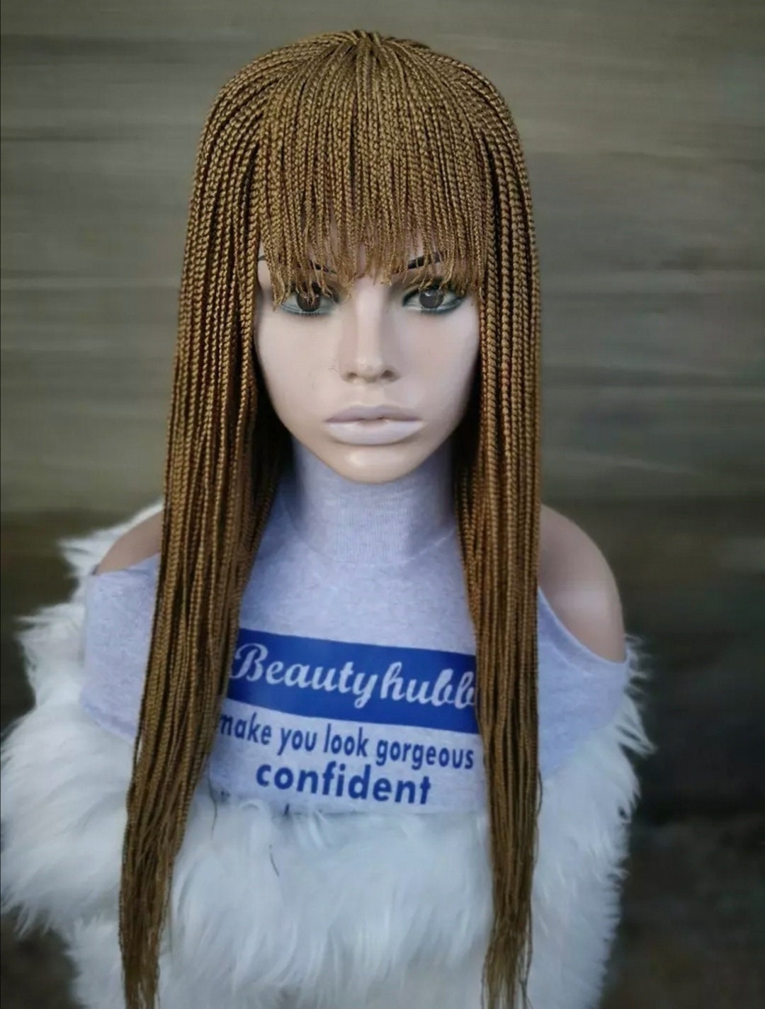 Fransen Mit Pony Box Zopf Perücke Für Schwarze Frauen Geflochtene Perücken, Zöpfe Spitze Perücke, Braids Benutzerdefinierte Handgemachte von Etsy - Beautyhubb