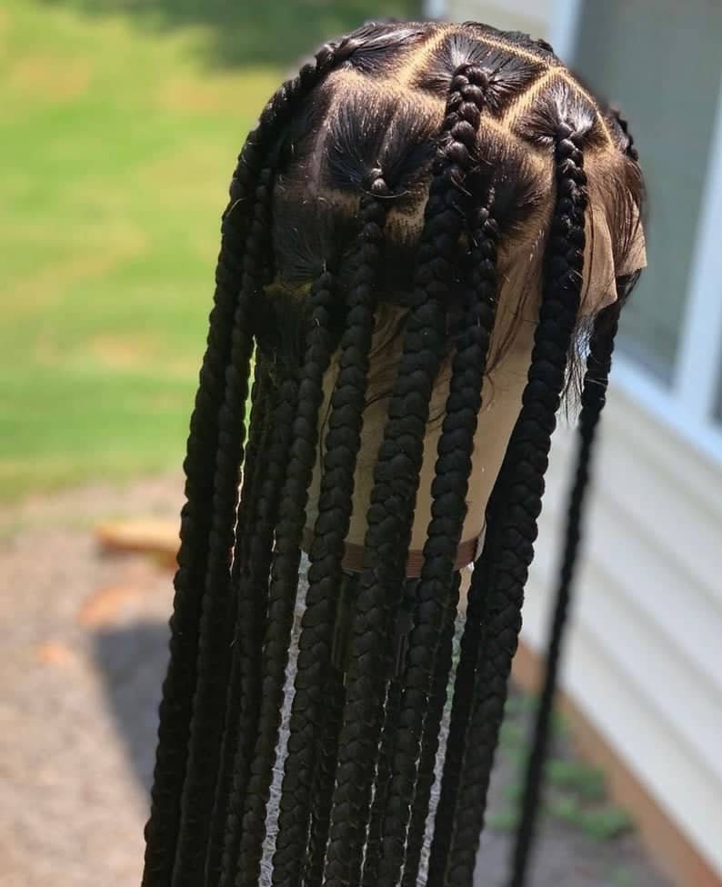 Jumbo Knotenlose Zöpfe Perücke, Box Braid Geflochtene Geflochtene Perücke Für Schwarze Frauen, Zöpfe, Volle Spitze Knotenlose von Etsy - Beautyhubb