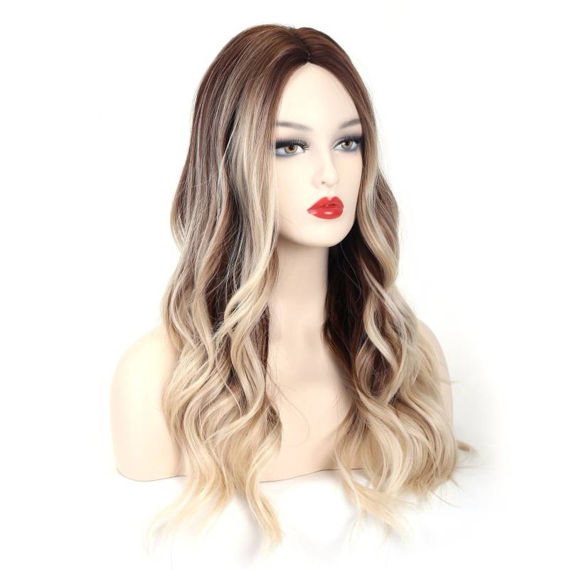 Braune Wurzel Blonde Ombre Wellige Perücke, Long Curly Perücke von Etsy - Belezahair