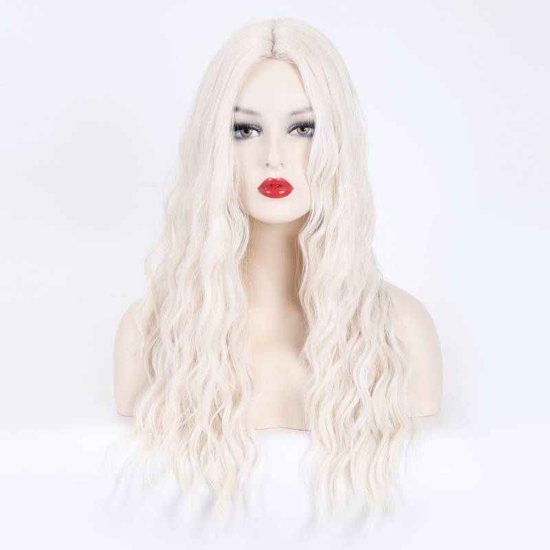 Gewellte Weiße Blonde Perücke, Natürliche Lockenperücke, Vorgestylte Haarperücke Für Kostüm-Drag Alltag & Party von Etsy - Belezahair