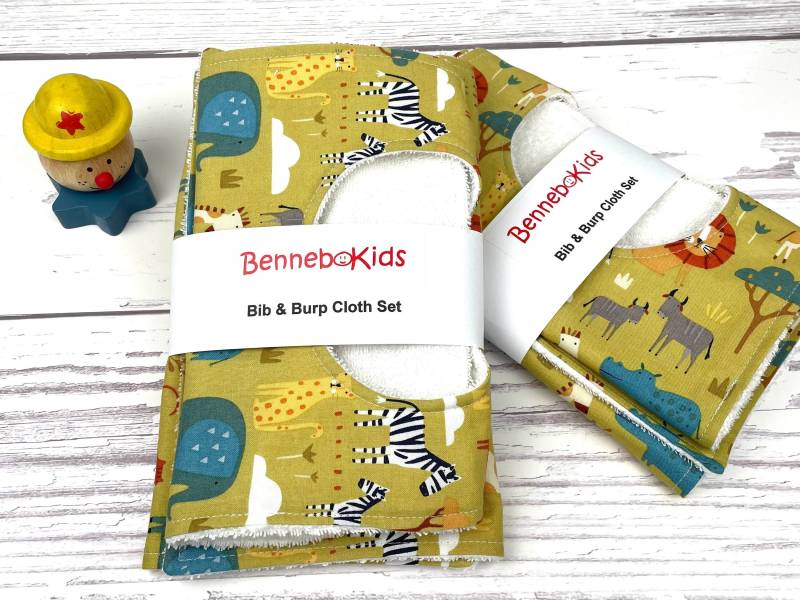 Baby Lätzchen Set - Und Spucktuch Safari Geschenk Für Jungen Neugeborene Mädchen Gender Neutral von Etsy - BenneboKids