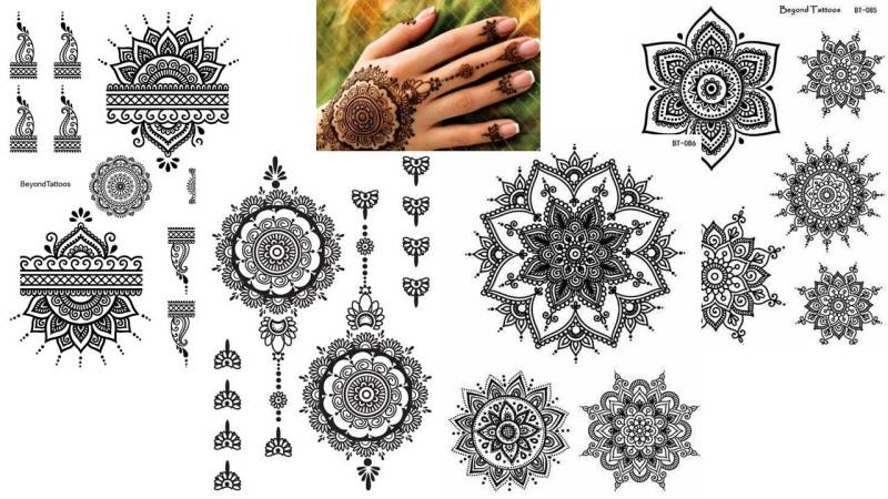 4 Bögen Mandala Tattoos Hand Set/Romance von Etsy - BeyondTattoos