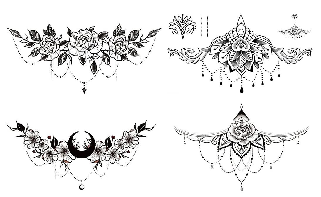 4 Bögen Underboob Tattoos Rosen Blumen Rosie4 von Etsy - BeyondTattoos