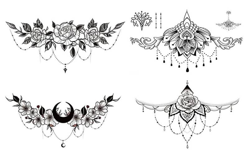 4 Bögen Underboob Tattoos Rosen Blumen Rosie4 von Etsy - BeyondTattoos