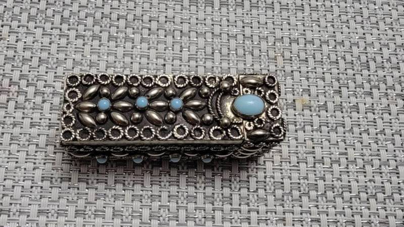 Vintage .800 Sterling Silber & Blue Opal Lippenstift Hülle/Spiegel von Etsy - BigLouAntiqueGems