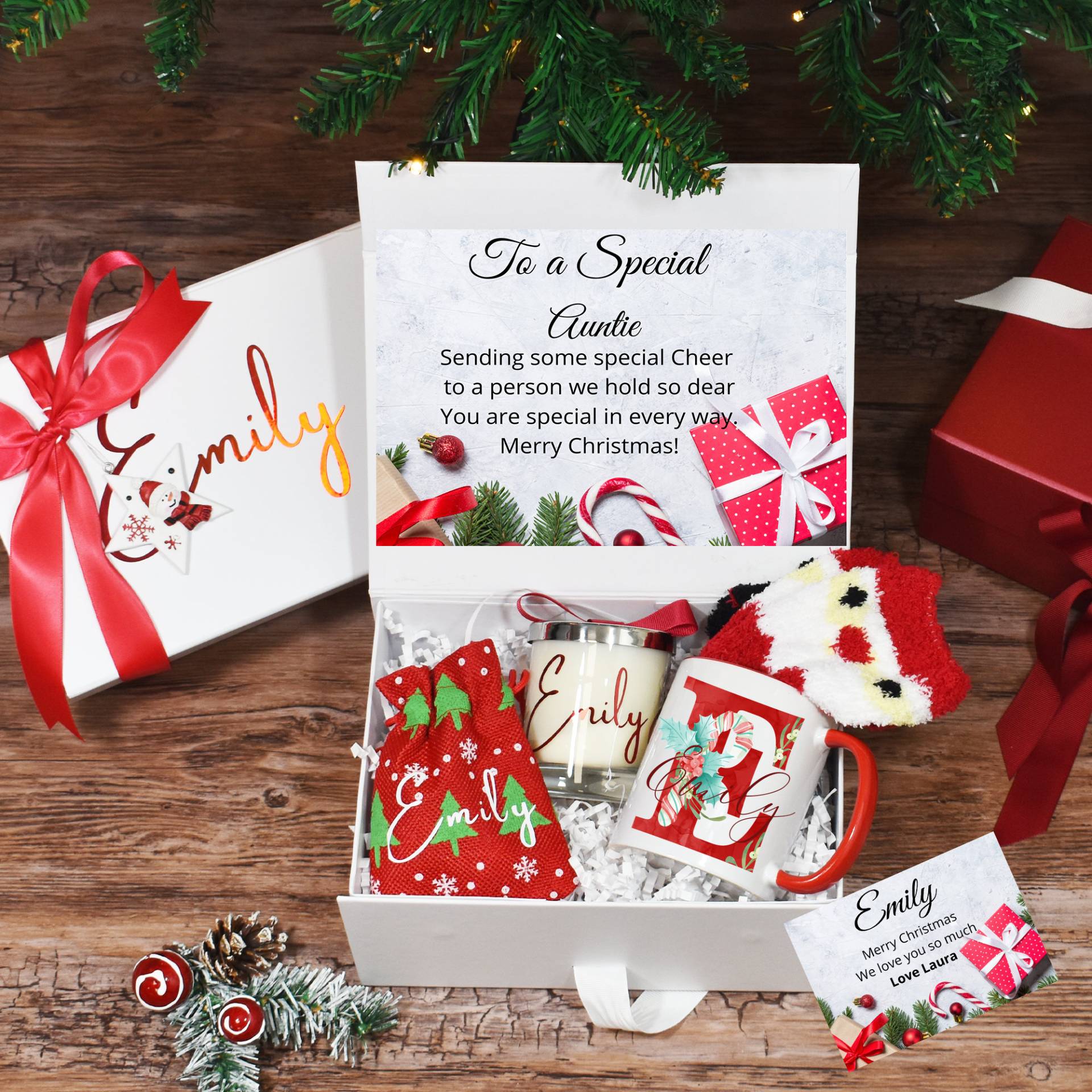 Personalisierte Weihnachtsgeschenkbox Für Tante, Luxus Weihnachtsgeschenke, Weihnachtsgeschenk Sie, Gefüllte Weihnachtsgeschenkbox von Etsy - BijouxLucy