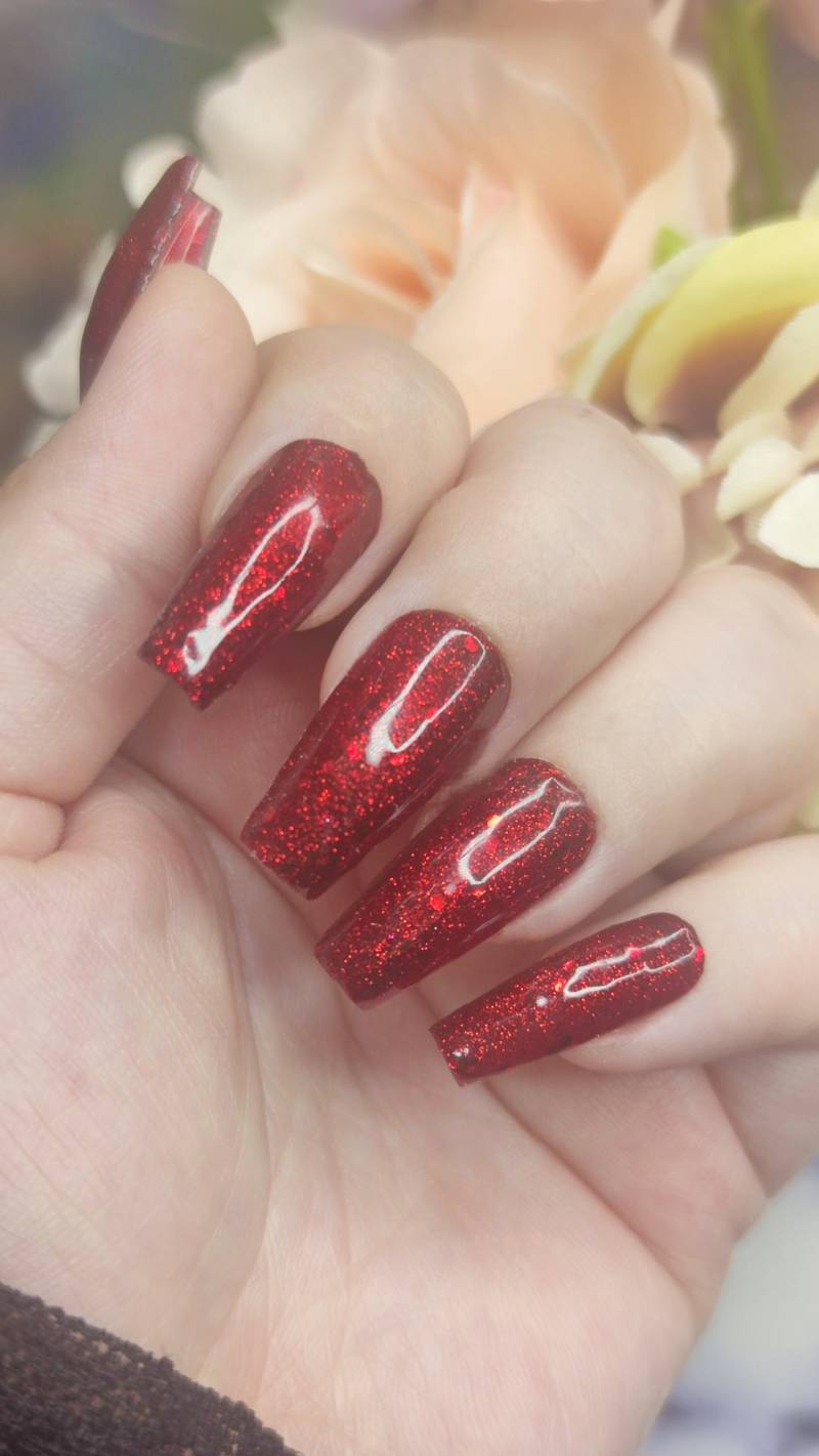 Press On Nails Ballerina, , Red Glitter'' von Etsy - Blackdiamontbynadine