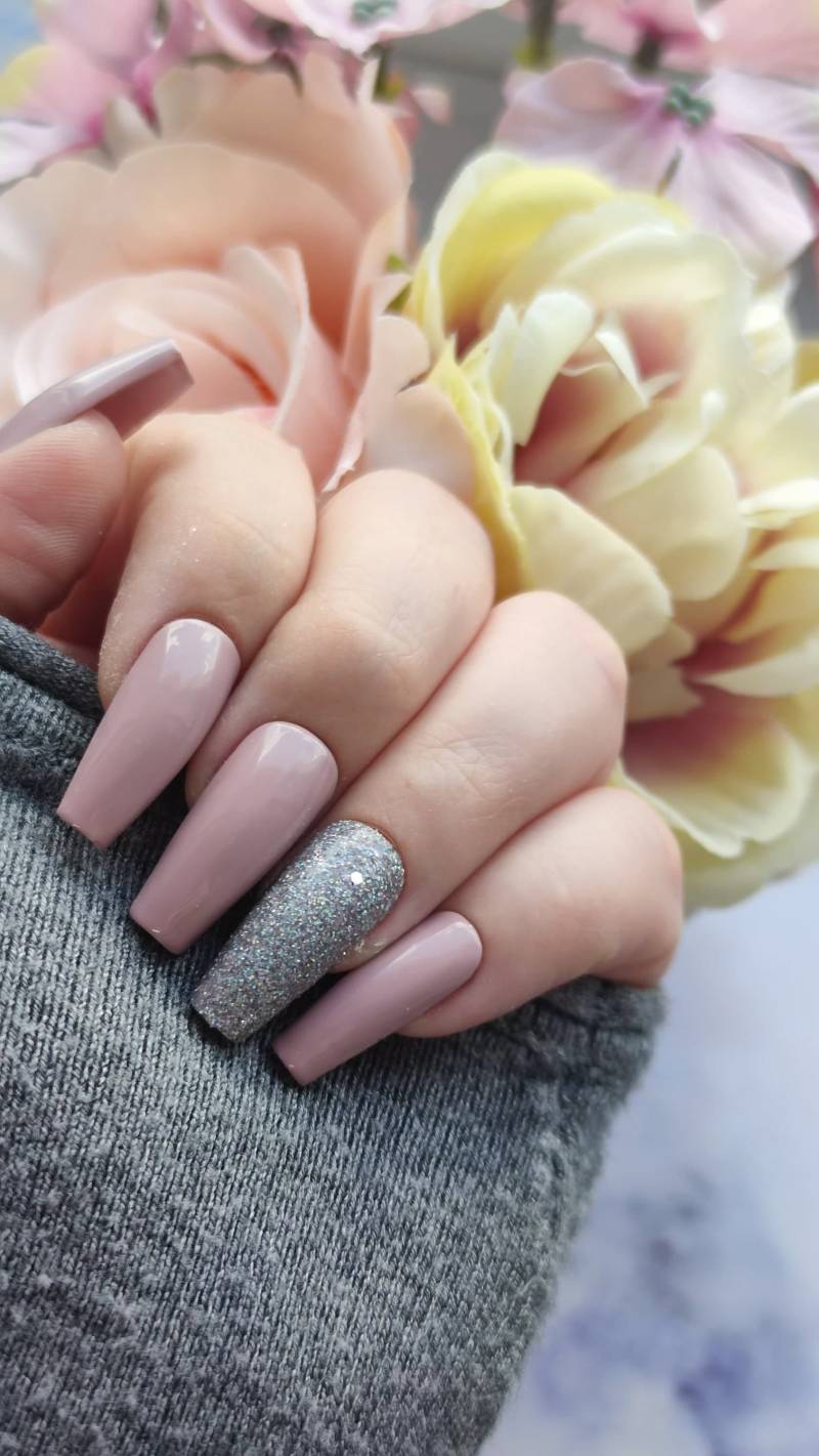 Press On Nails Gelnägel. Künstliche Nägel Handgefertigt Ballerina Rosa Glitzer von Etsy - Blackdiamontbynadine