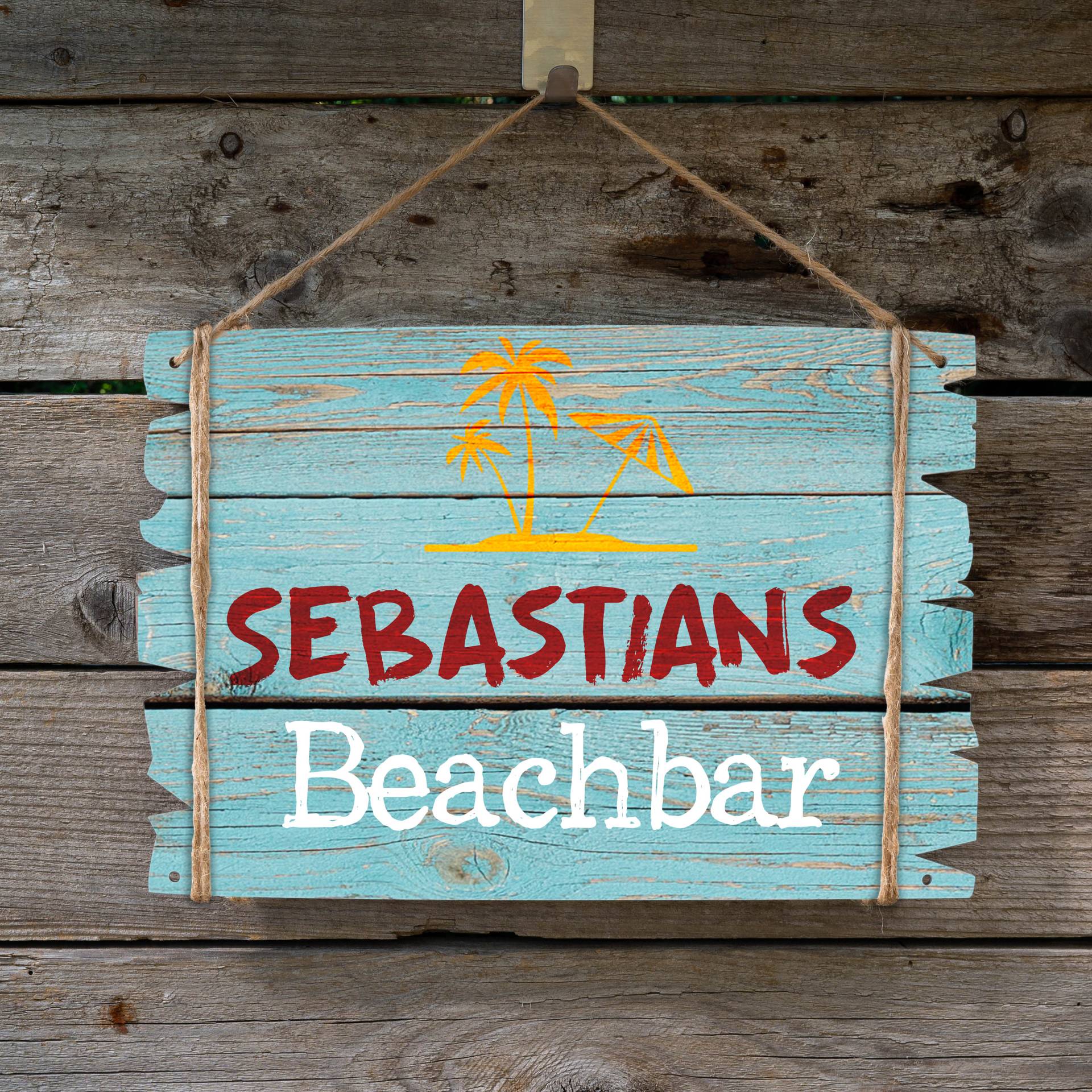 Holzschild Beachbar - Mit Deinem Wunschnamen Personalisierbar von Etsy - BlimmelBlammel