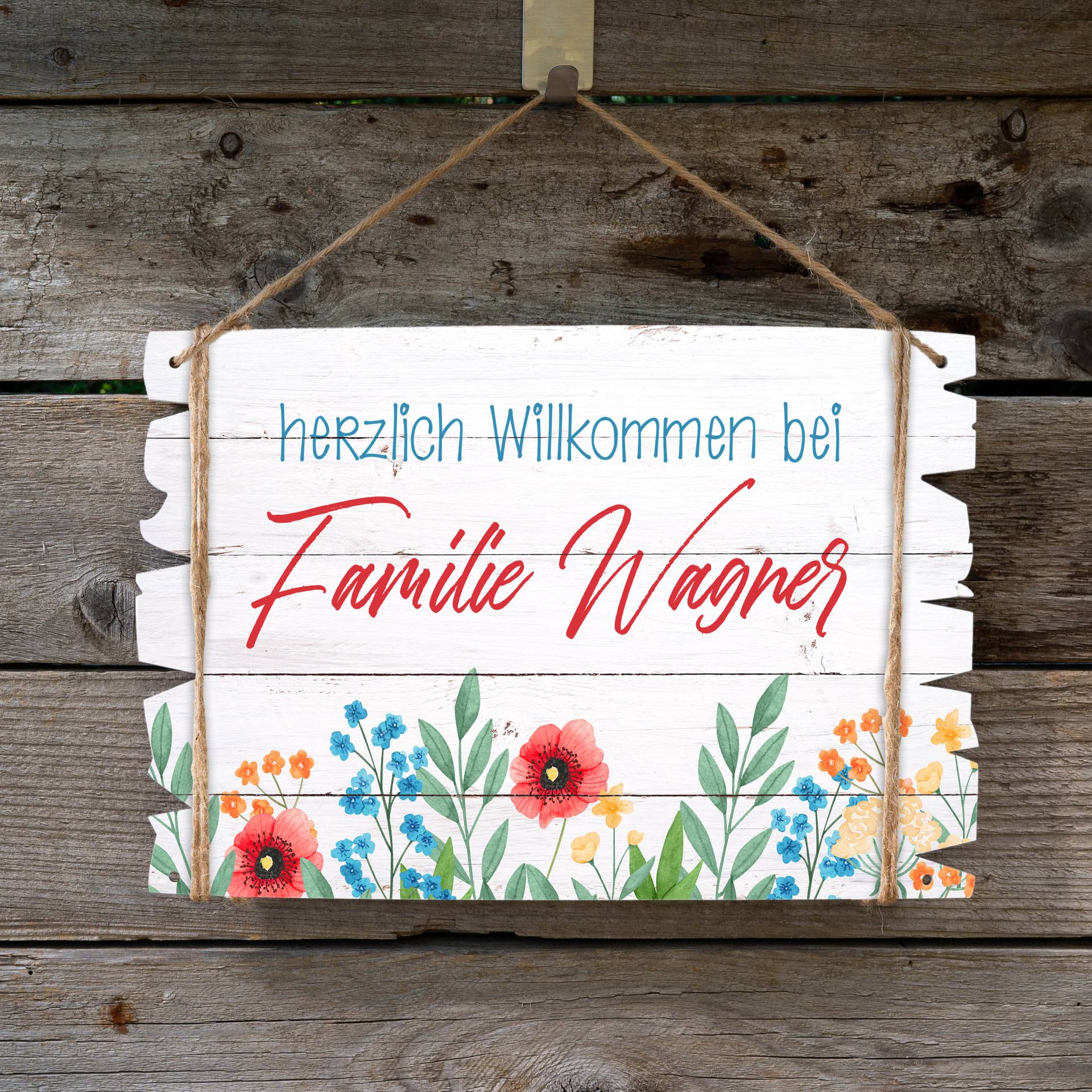 Holzschild "Herzlich Willkommen" - Wildblumen 02 Mit Deinem Wunschnamen Personalisierbar von Etsy - BlimmelBlammel