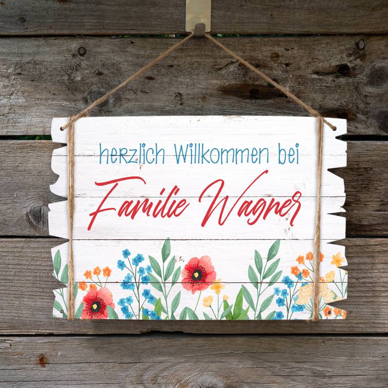 Holzschild "Herzlich Willkommen" - Wildblumen 02 Mit Deinem Wunschnamen Personalisierbar von Etsy - BlimmelBlammel