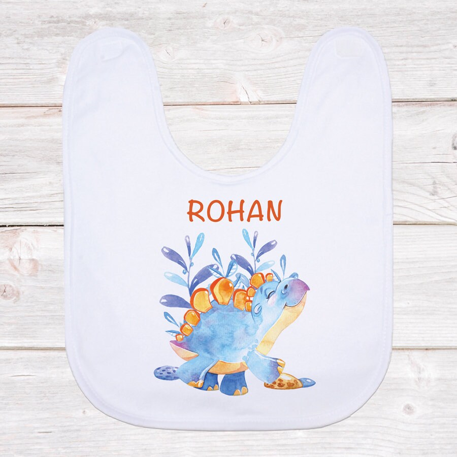 Personalisiertes Baby Lätzchen - Stegosaurus von Etsy - BlueBoxGiftsAU