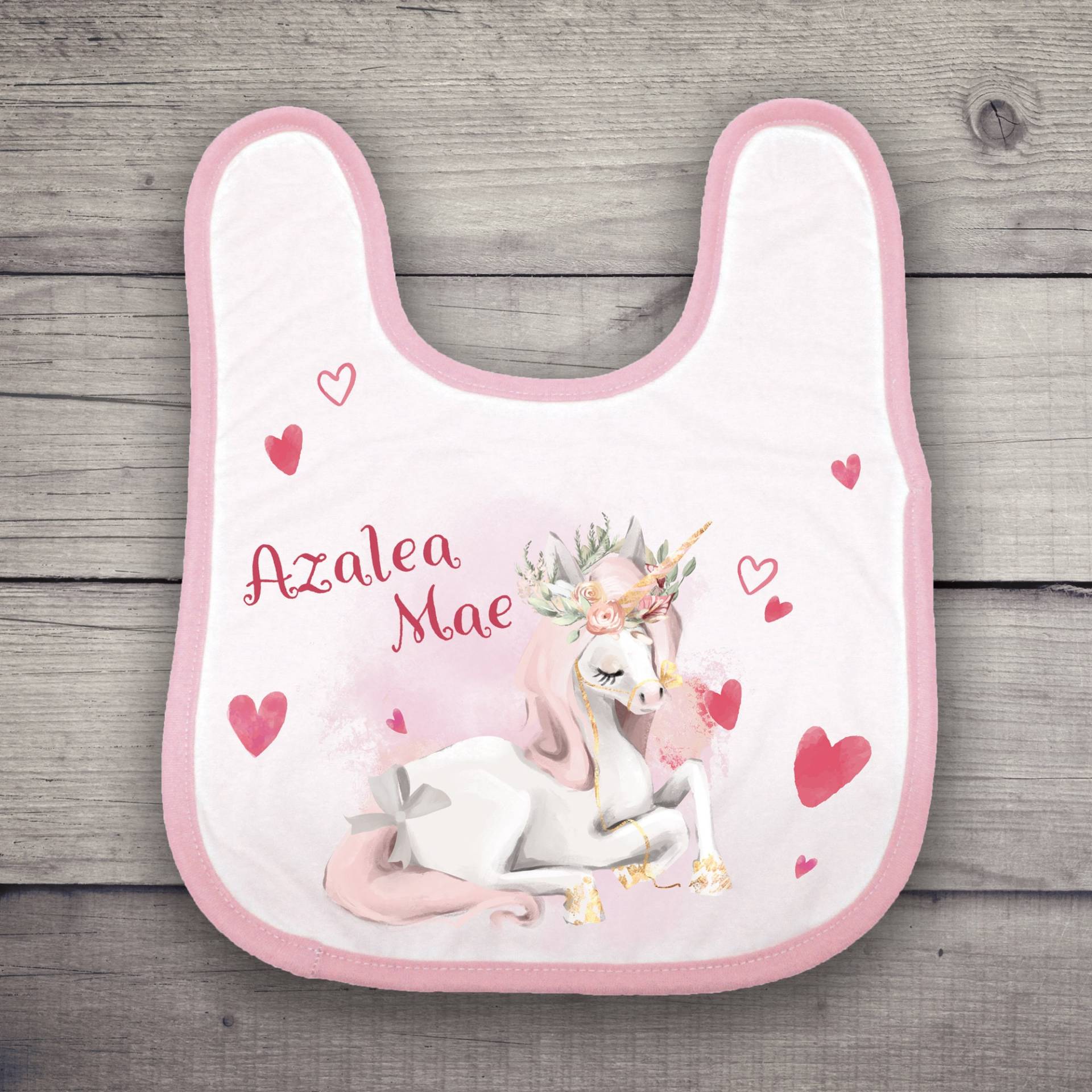 Personalisiertes Babylätzchen - Einhorn Mit Liebesherzen von Etsy - BlueBoxGiftsAU