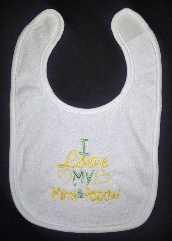 Ich Liebe Meine Mimi & Papaw Benutzerdefinierte Bestickt Lätzchen Ich Liebe Meine Mimi & Papaw Benutzerdefinierte Bestickt Lätzchen von Etsy - BoutiqfullyYours