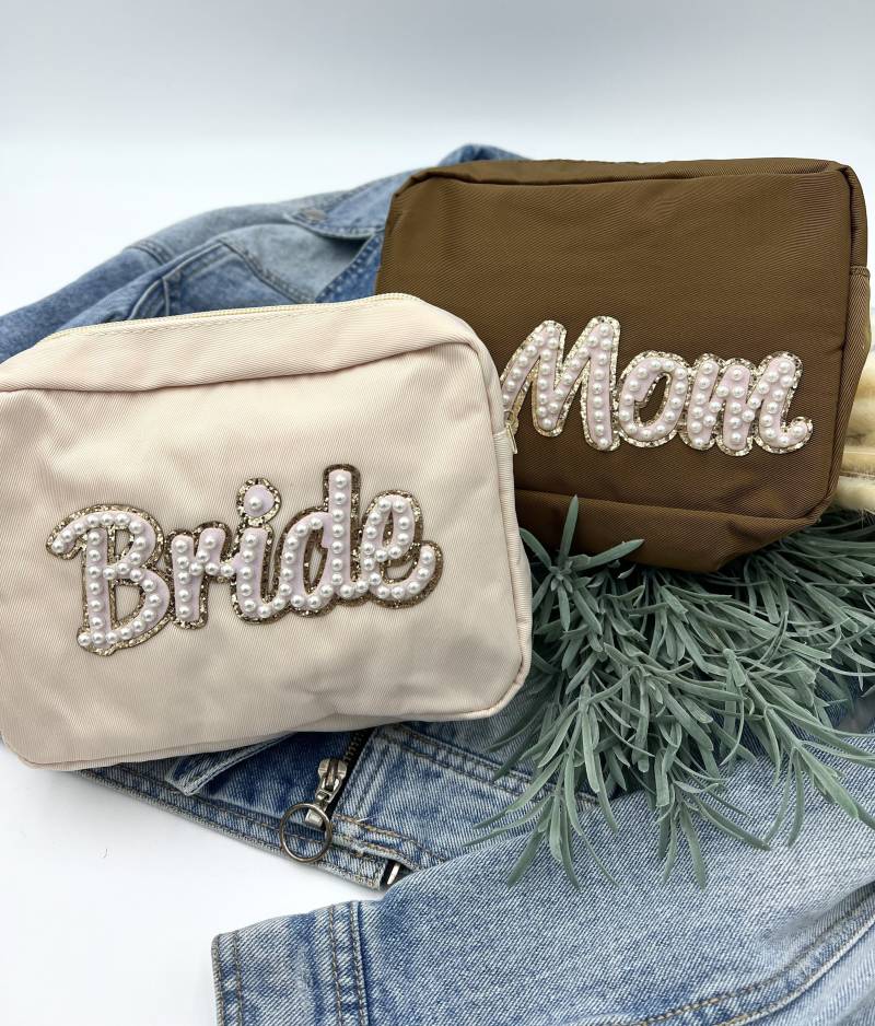 Personalisierte Make-Up-Tasche, Kulturtasche, Brautjungfer Tasche, Vorschlag, Personalisierte Clutch, Kosmetiktasche Beutel, Samt, Leder von Etsy - BridesFlock