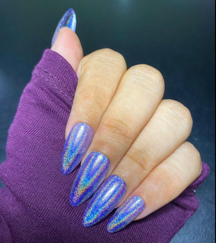 Holo Taco Lavendelsirup Qualle Nägel | 20 Stück Press On Purple Holographic Set von Etsy - BrujasYDiosasNails