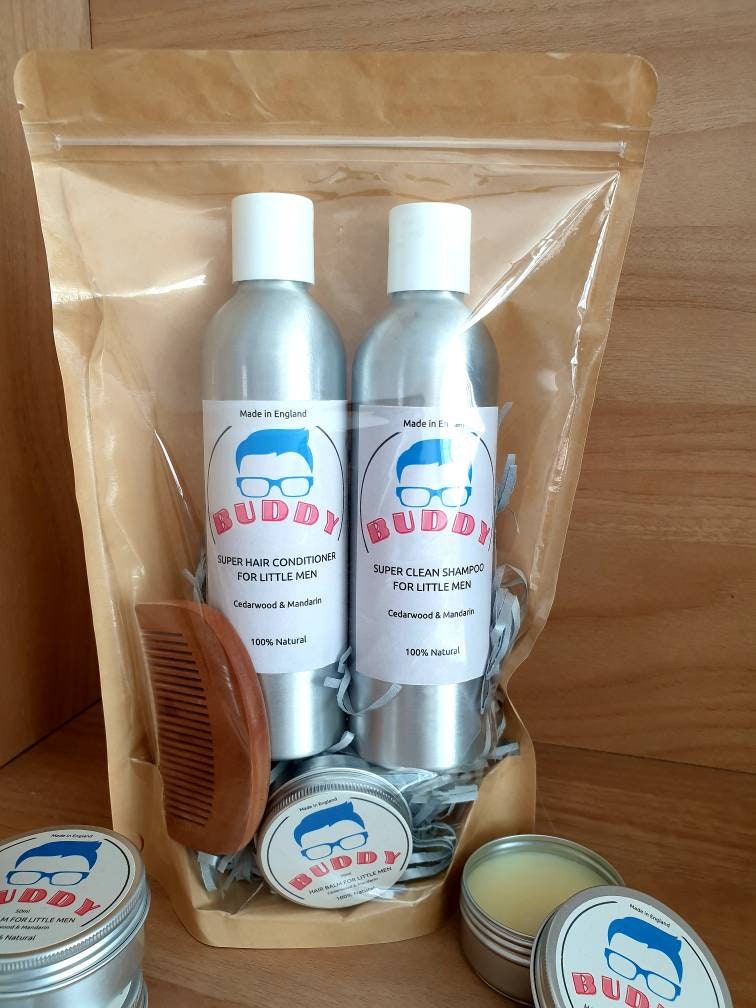 Buddy Haarstyling Für Kleine Männer Geschenkset. Strong Hold Stying Pomade Mit Holzkamm Plus Shampoo & Conditioner. Jungs Geschenk. Teenager von Etsy - Buddyhairproducts