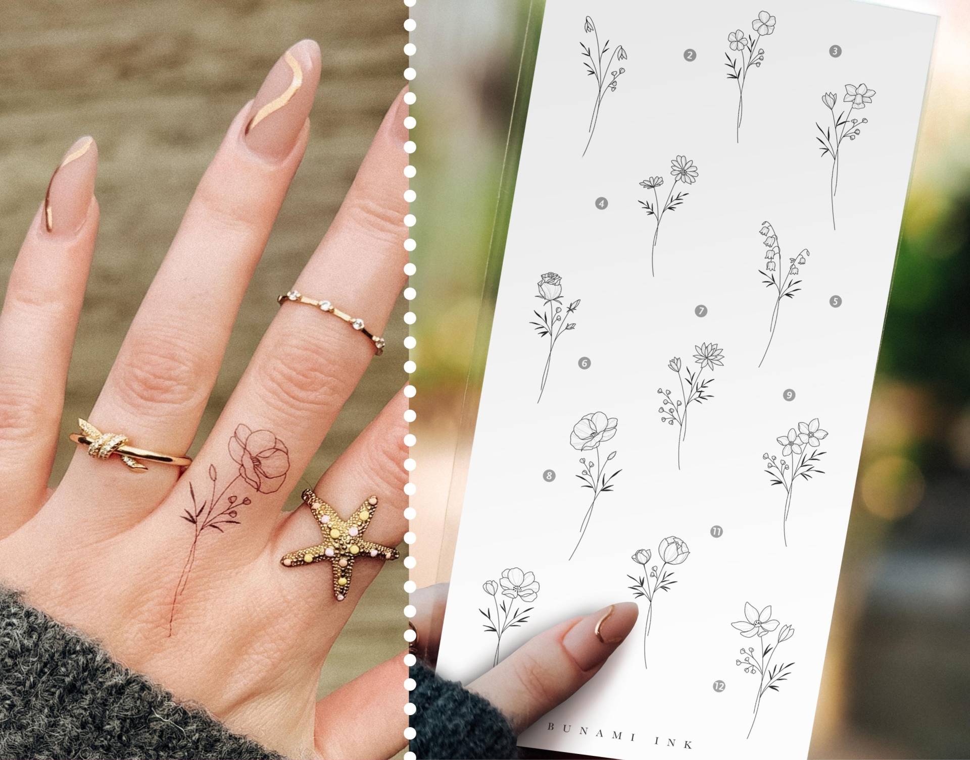 Temporäre Tattoos Kleine Geburtsblumen Sträußchen Für Das Ganze Jahr von Etsy - BunamiInk