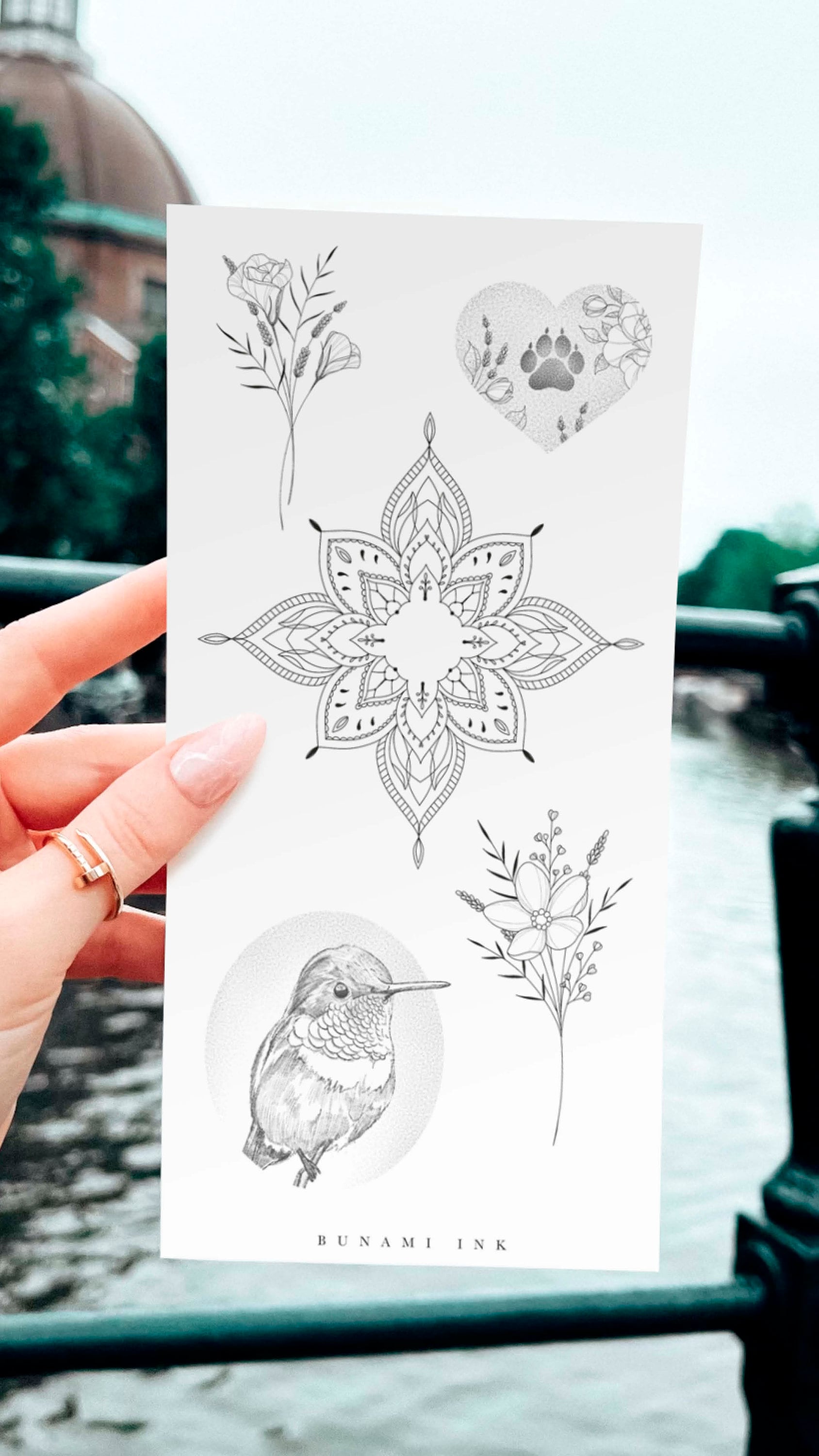 Temporäre Tattoos Kolibri Vogel Vergiss-Mein-Nicht Lavendel Mandala Lisianthus Bouquet Hundepfote von Etsy - BunamiInk