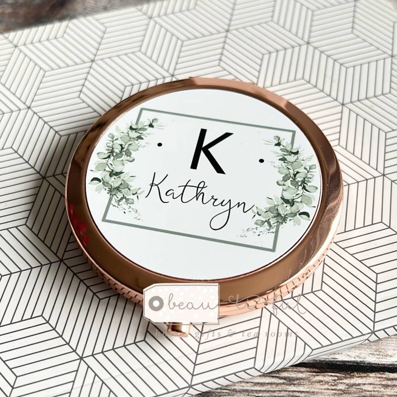 Personalisierte Name Modern Greenery Runde Rose Gold Kompakt Taschenspiegel Andenken von Etsy - ByBeautifulgiftshop