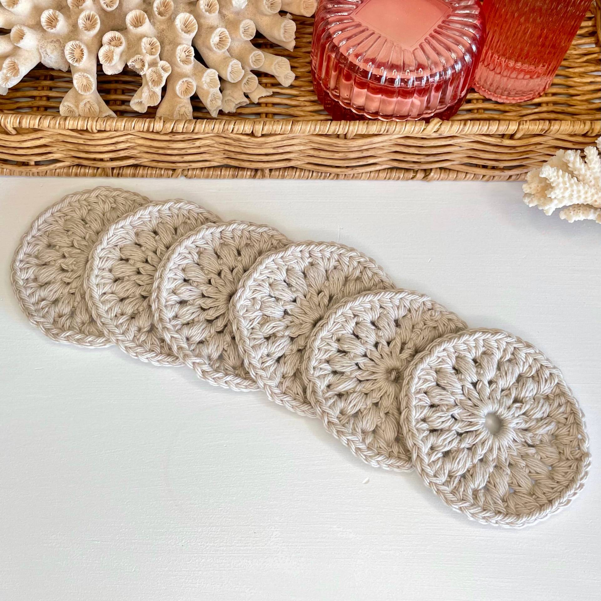 Sand | Scrubbies Baumwolle Handarbeit 6Er Pack Make-Up Entferner Schlamm Maske Reinigung Natur Wiederverwendbar Waschbar Öko Küsten von Etsy - ByBonnieBBoutique